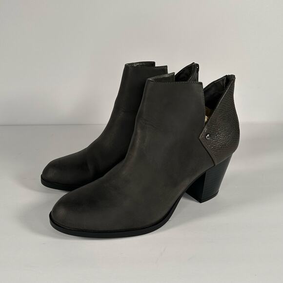 SimplyVera Vera Wang Gray Ankle Boots with Faux Alligator Detail - Picture 1 of 9